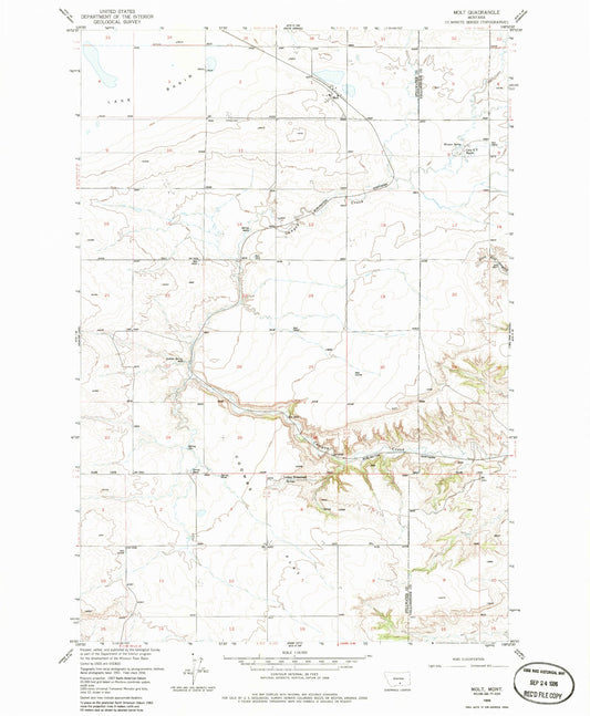 Classic USGS Molt Montana 7.5'x7.5' Topo Map Image