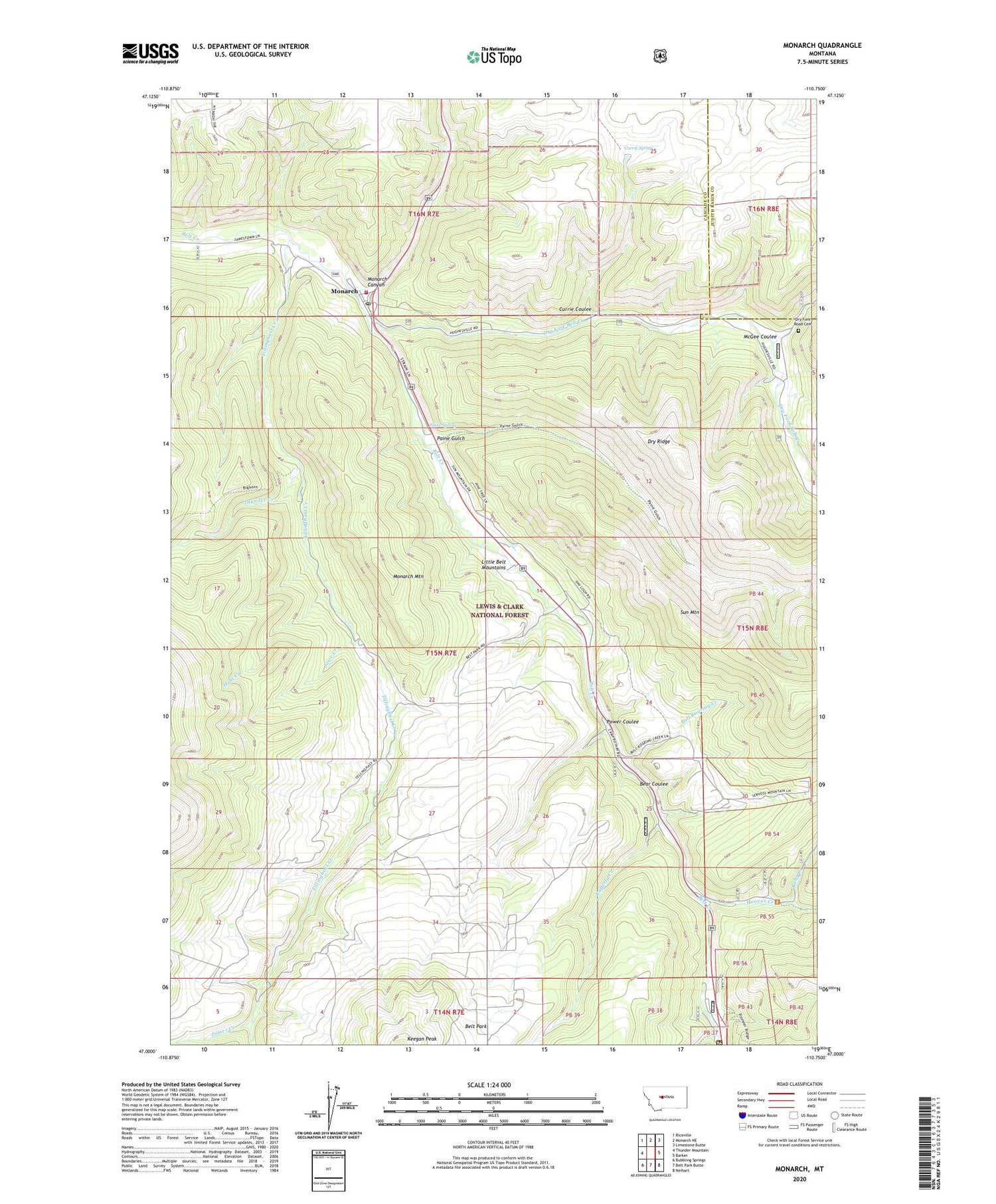 Monarch Montana US Topo Map Image