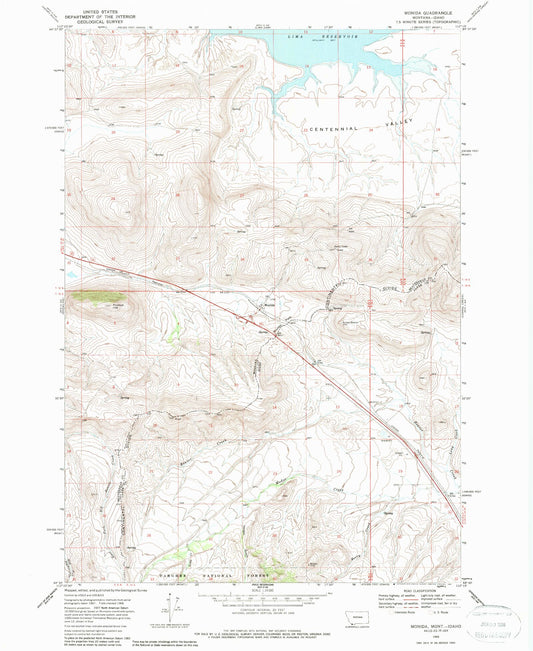 Classic USGS Monida Montana 7.5'x7.5' Topo Map Image