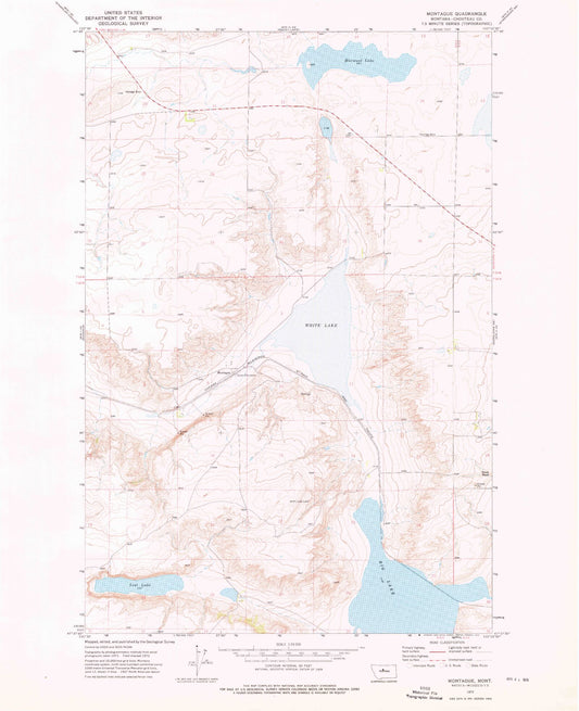 Classic USGS Montague Montana 7.5'x7.5' Topo Map Image