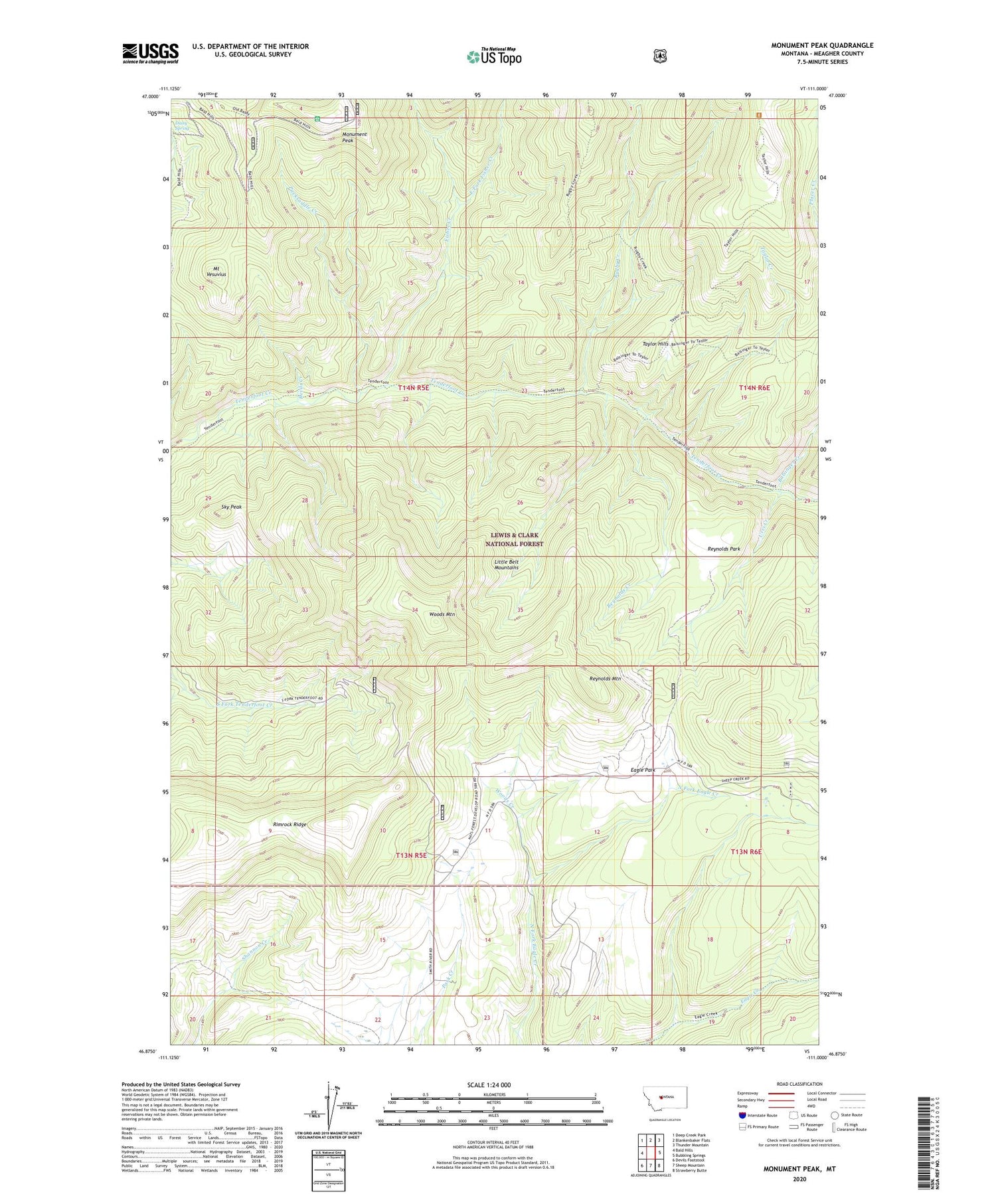 Monument Peak Montana US Topo Map Image