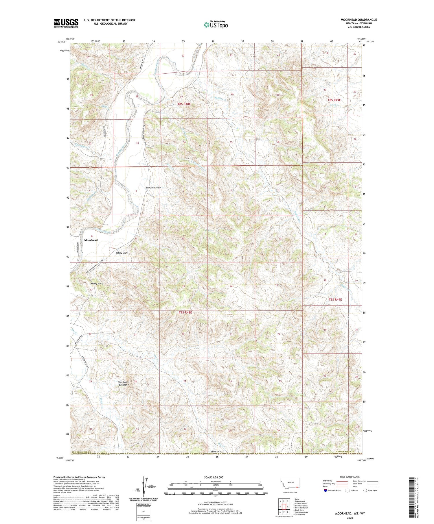 Moorhead Montana US Topo Map Image