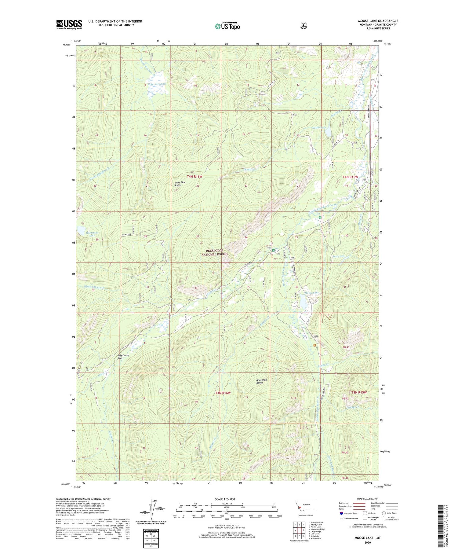 Moose Lake Montana US Topo Map Image