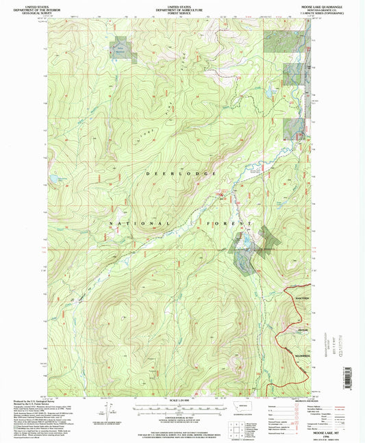 Classic USGS Moose Lake Montana 7.5'x7.5' Topo Map Image