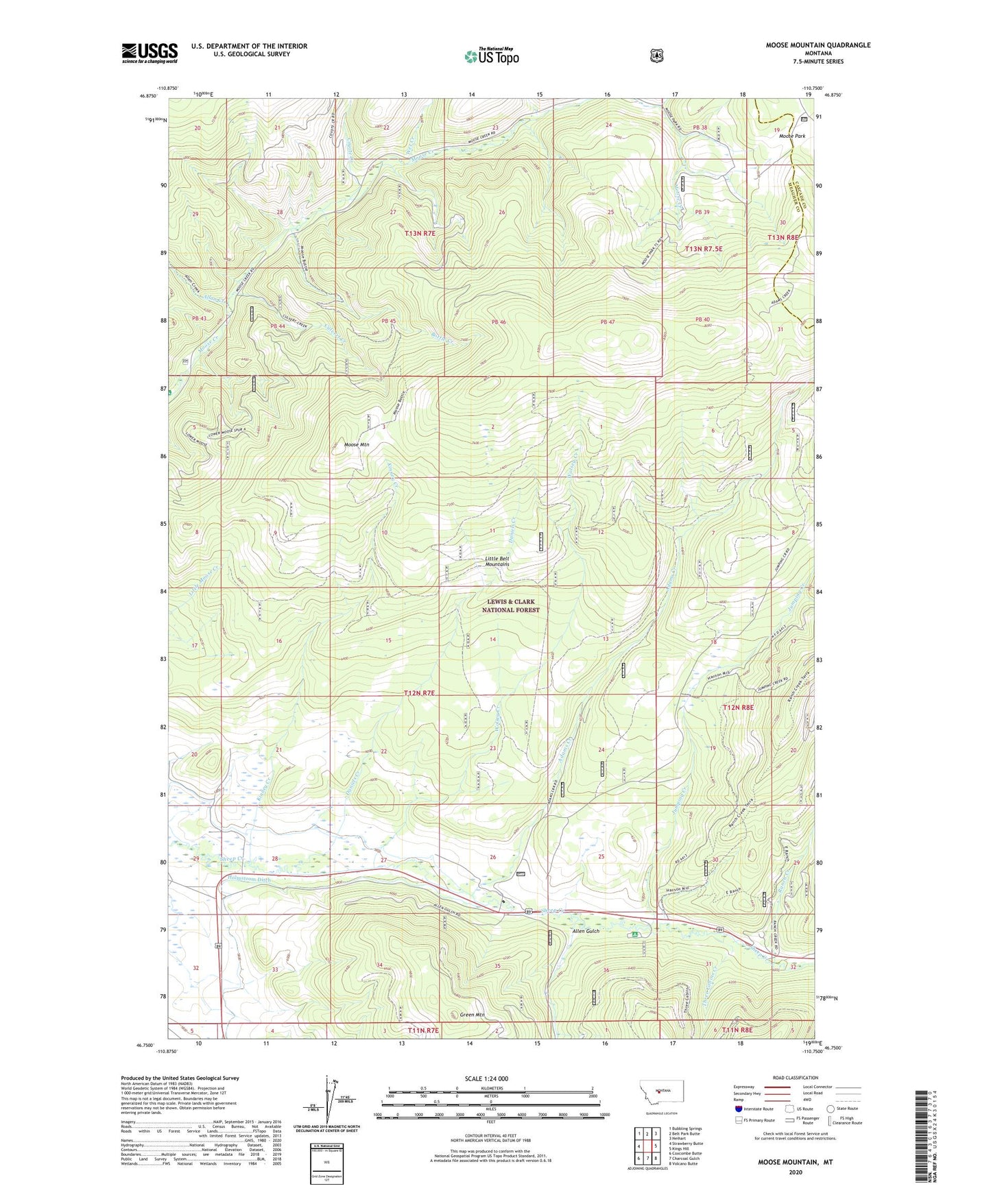 Moose Mountain Montana US Topo Map Image