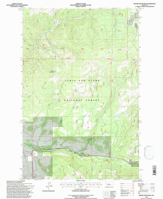 Classic USGS Moose Mountain Montana 7.5'x7.5' Topo Map Image