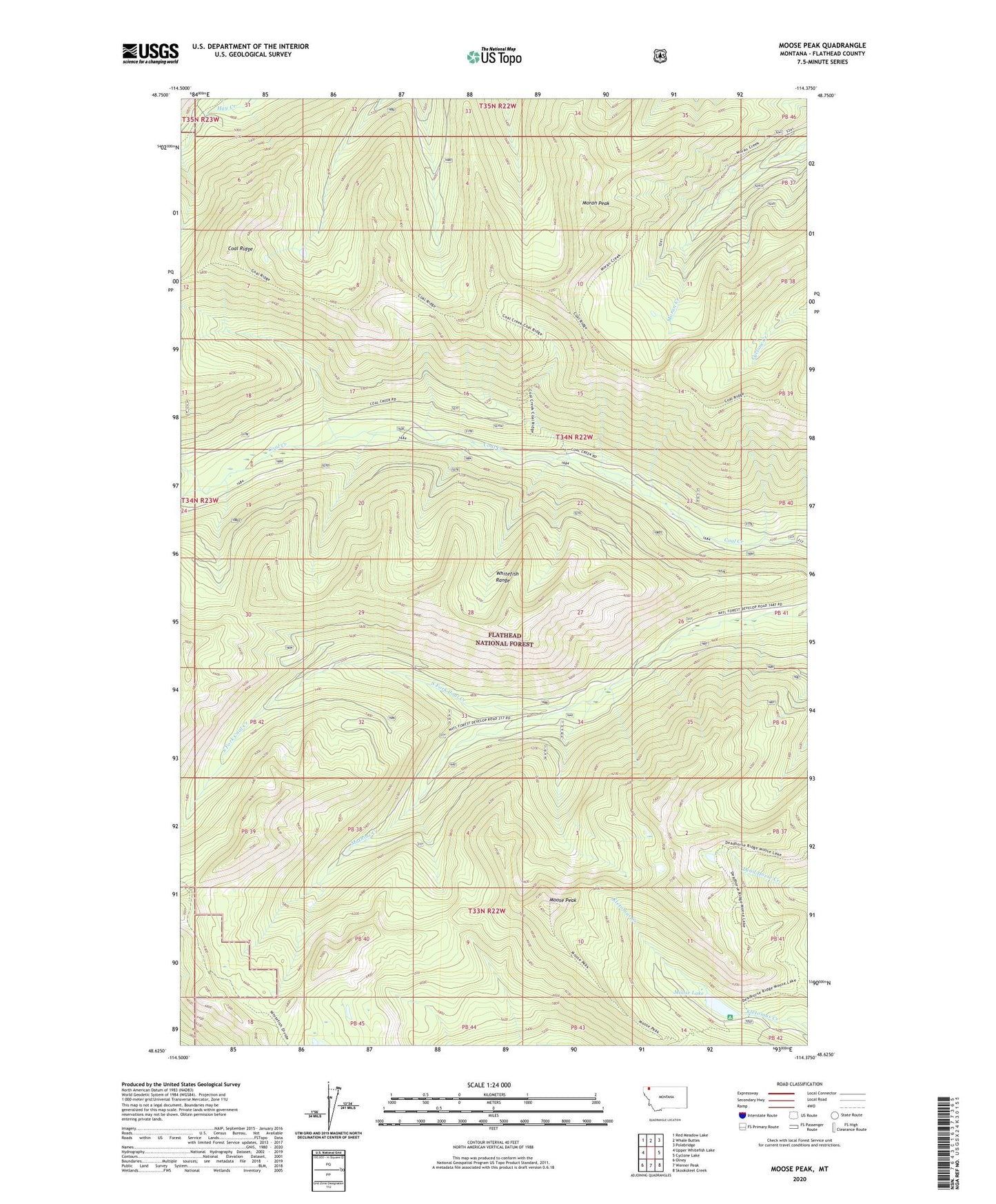 Moose Peak Montana US Topo Map Image