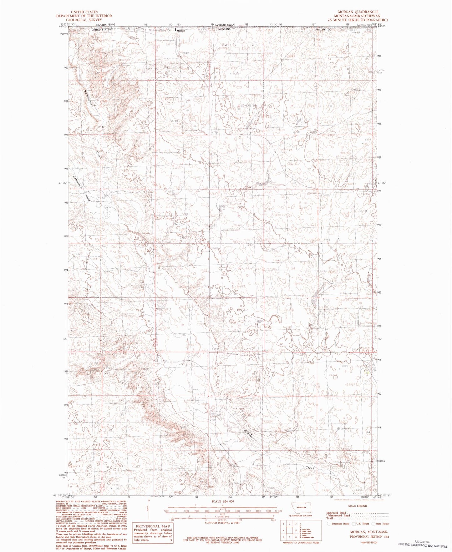 Classic USGS Morgan Montana 7.5'x7.5' Topo Map Image