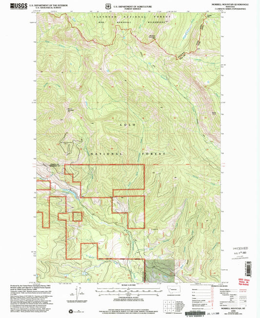 Classic USGS Morrell Mountain Montana 7.5'x7.5' Topo Map Image