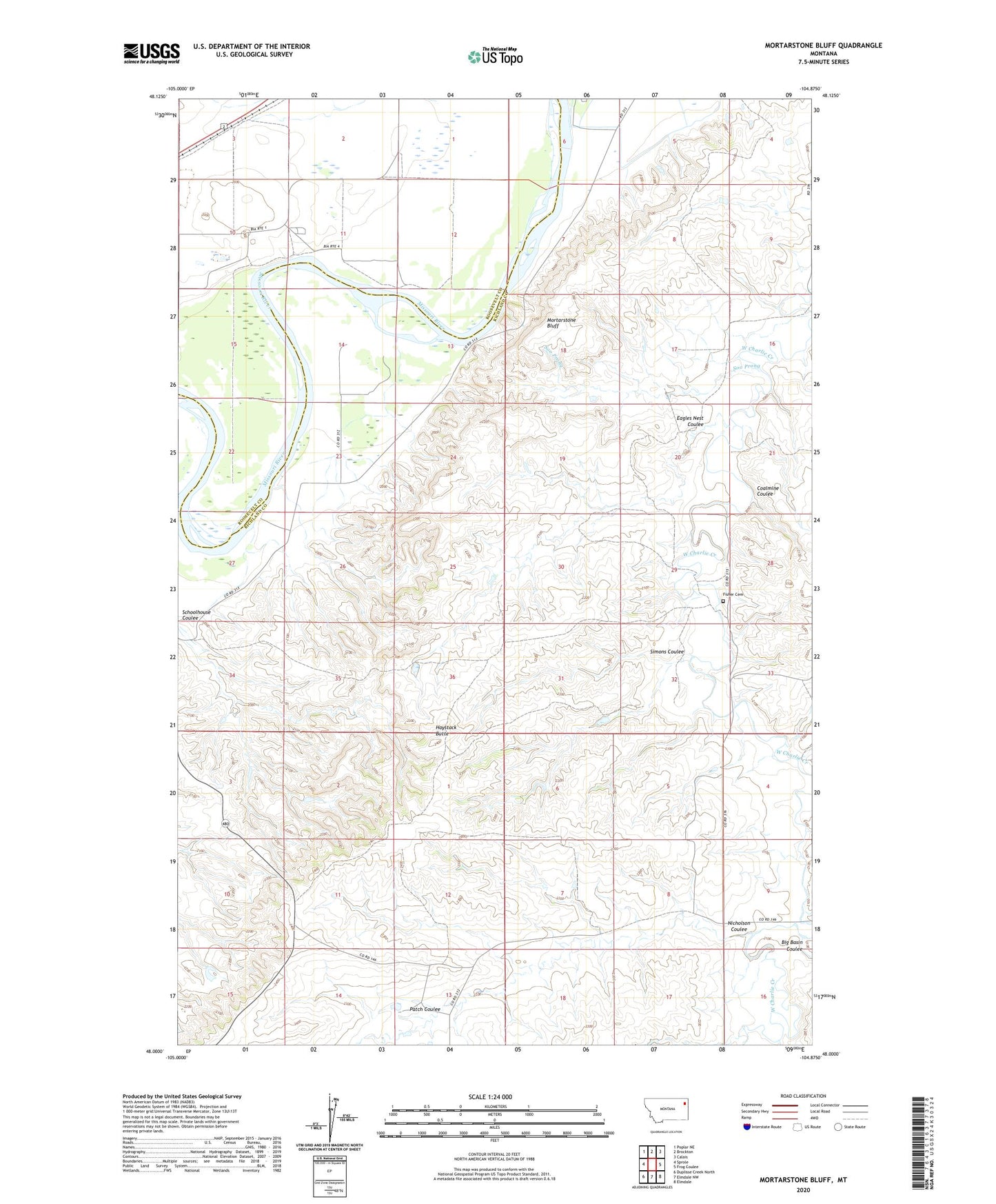 Mortarstone Bluff Montana US Topo Map Image