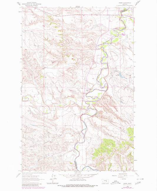 Classic USGS Mosby Montana 7.5'x7.5' Topo Map Image