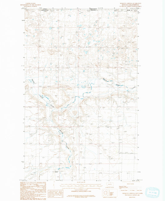 Classic USGS Mosquito Springs Montana 7.5'x7.5' Topo Map Image