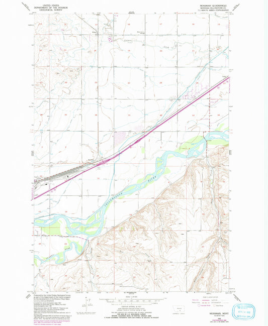 Classic USGS Mossmain Montana 7.5'x7.5' Topo Map Image