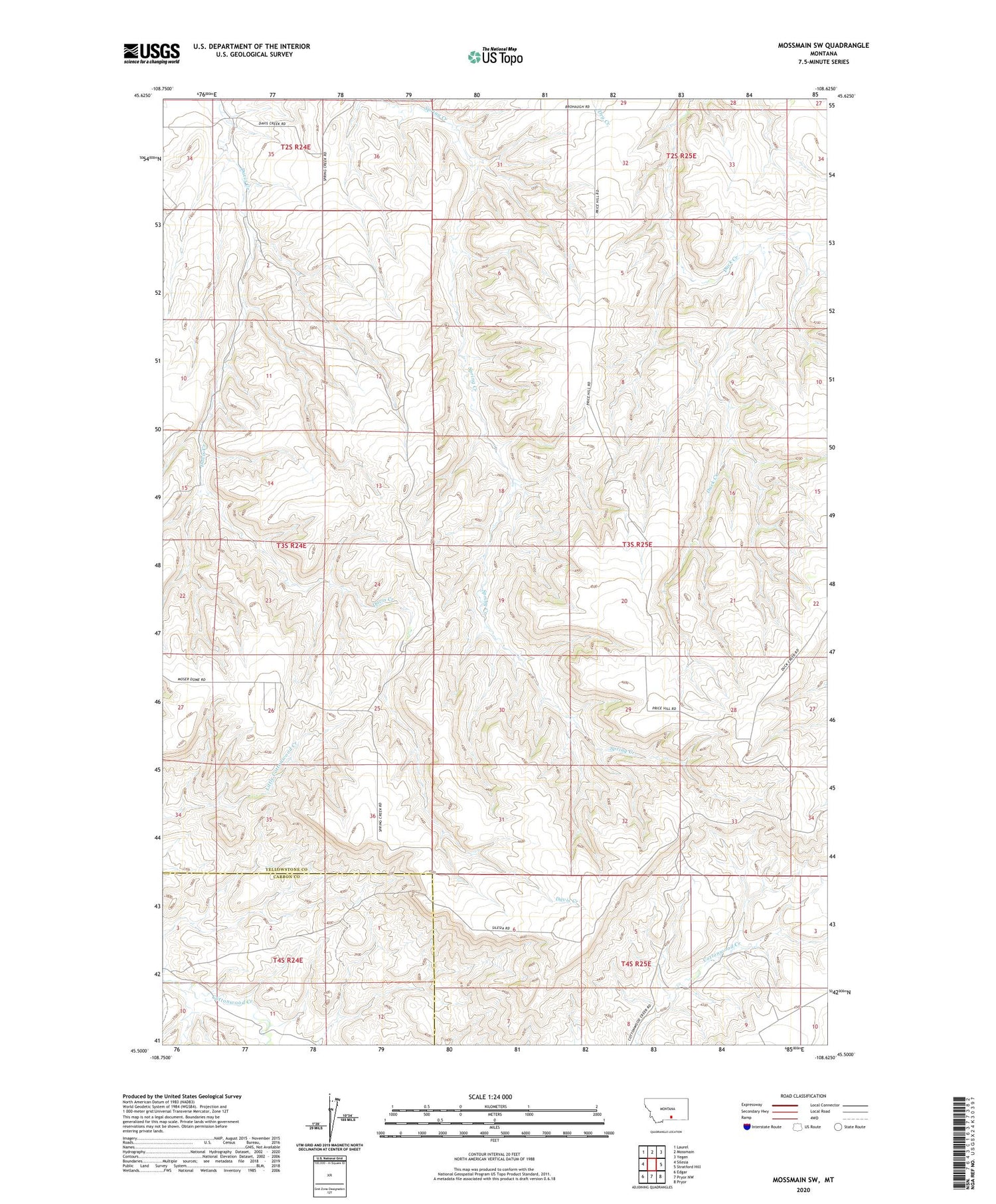 Mossmain SW Montana US Topo Map Image
