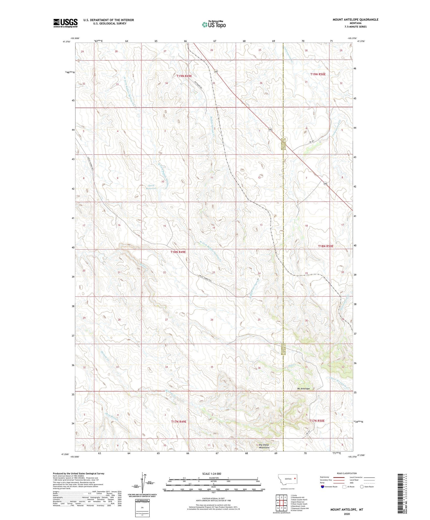 Mount Antelope Montana US Topo Map Image