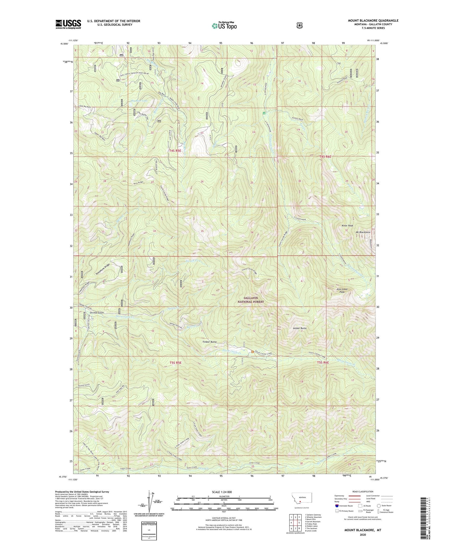 Mount Blackmore Montana US Topo Map Image