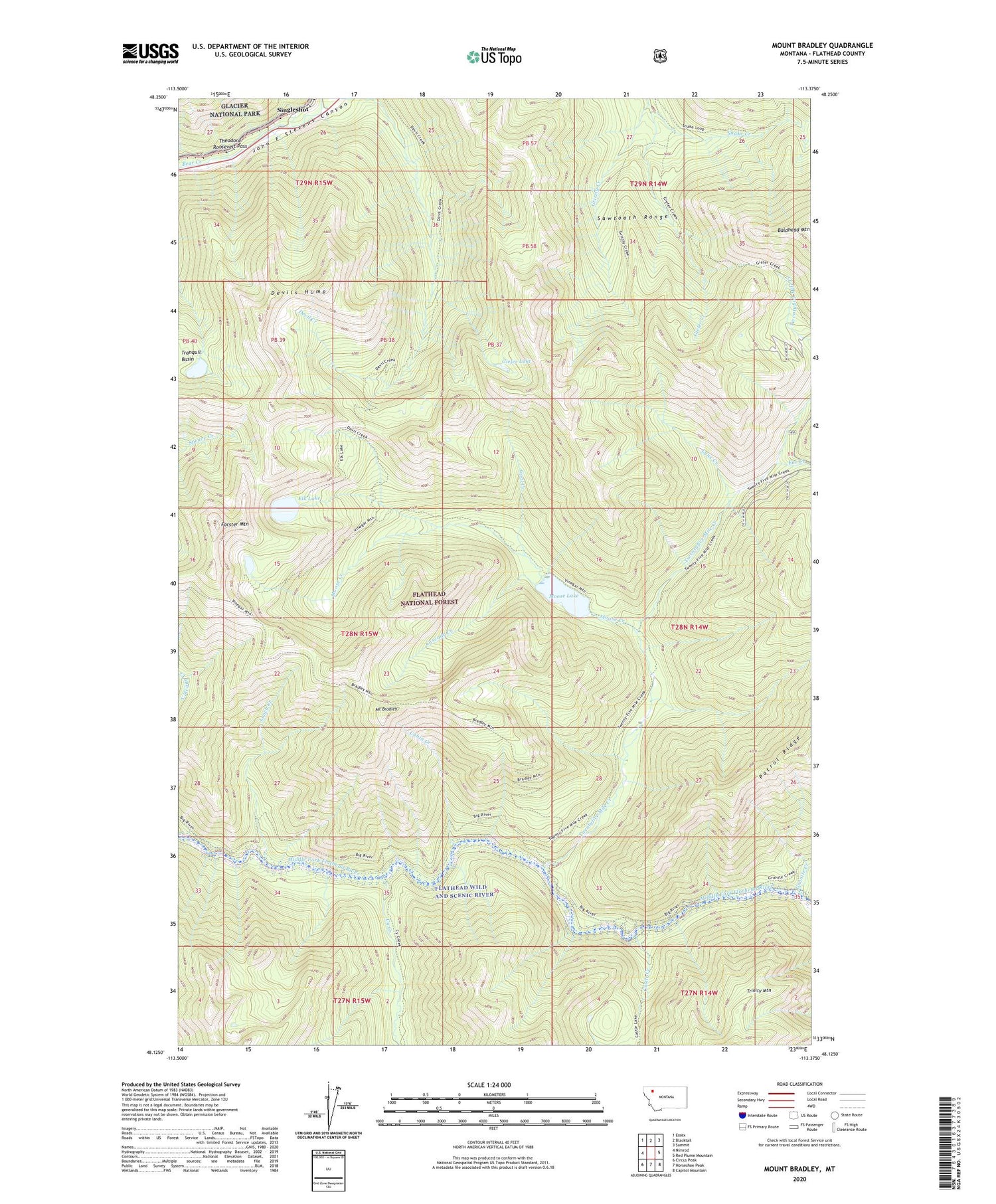 Mount Bradley Montana US Topo Map Image