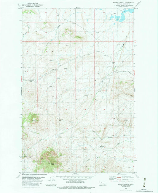 Classic USGS Mount Cecelia Montana 7.5'x7.5' Topo Map Image
