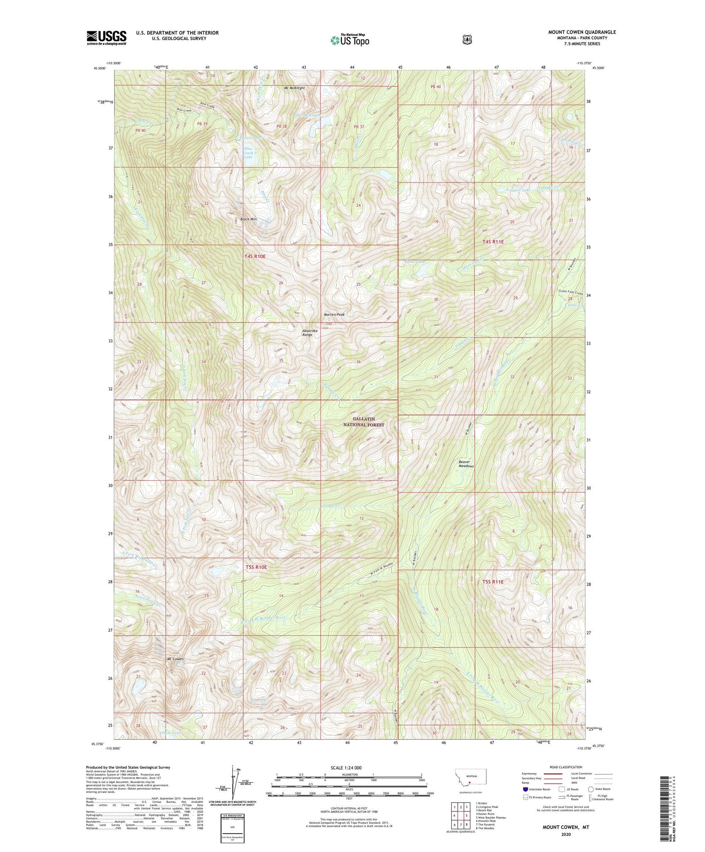 Mount Cowen Montana US Topo Map Image