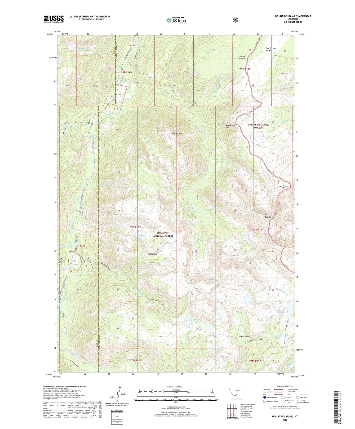 Mount Douglas Montana US Topo Map Image