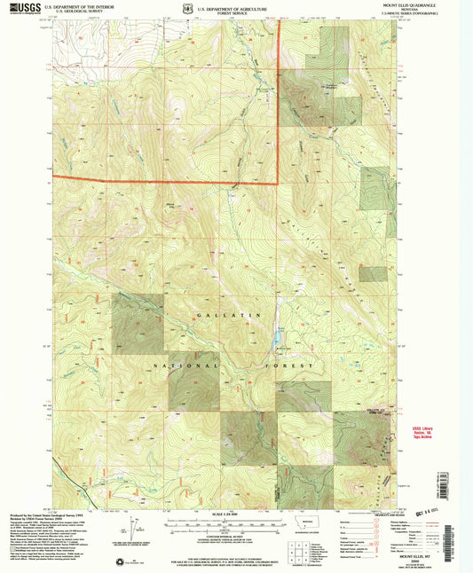 Classic USGS Mount Ellis Montana 7.5'x7.5' Topo Map Image