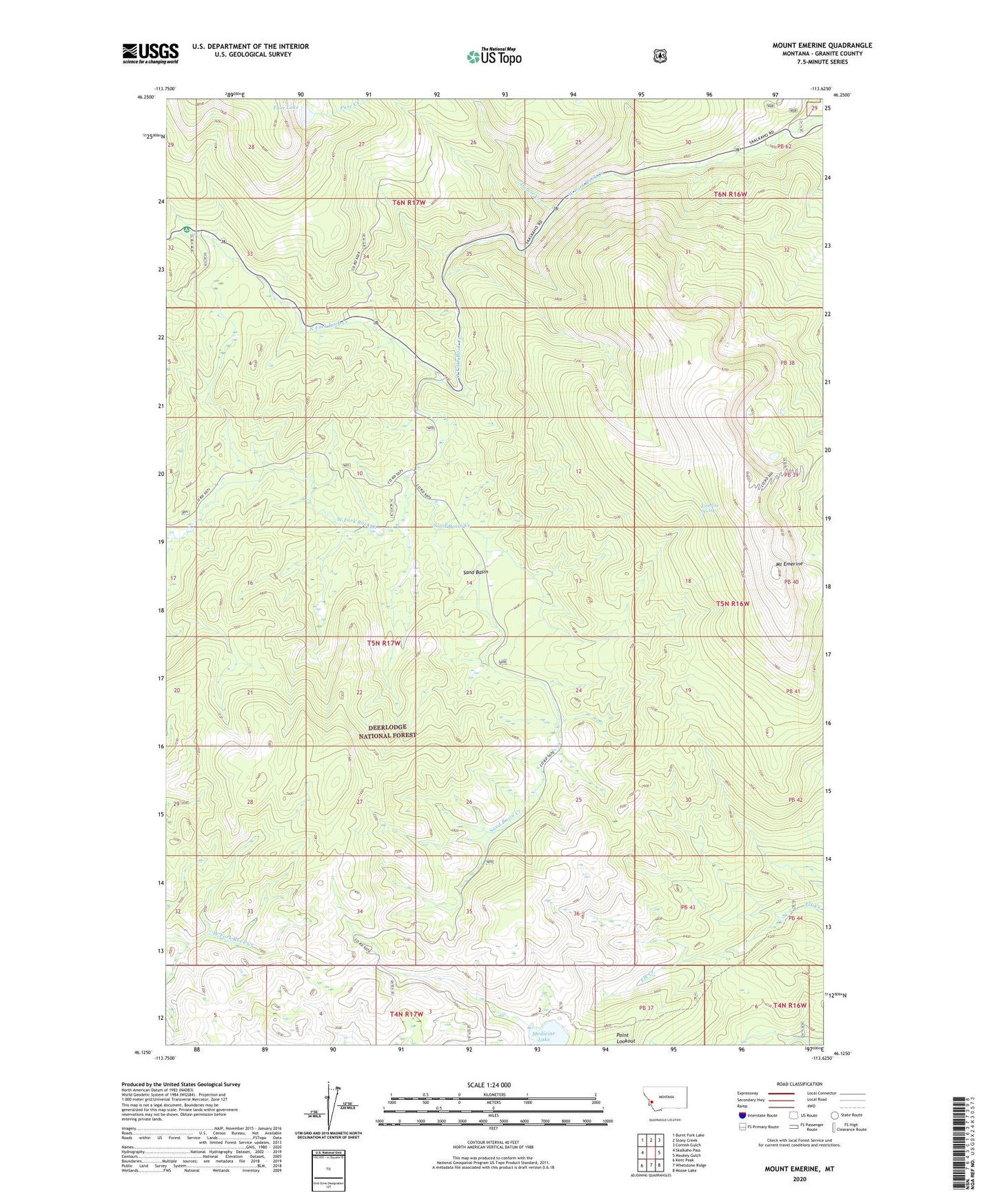 Mount Emerine Montana US Topo Map Image
