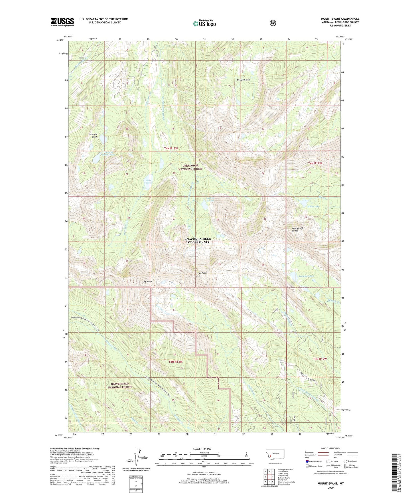 Mount Evans Montana US Topo Map Image