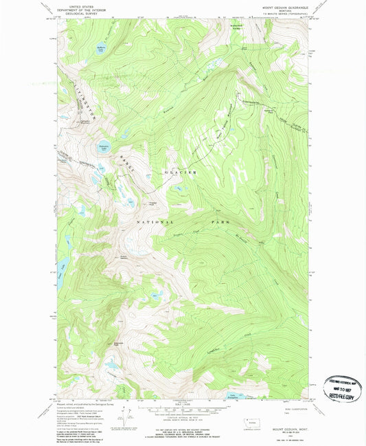 Classic USGS Mount Geduhn Montana 7.5'x7.5' Topo Map Image