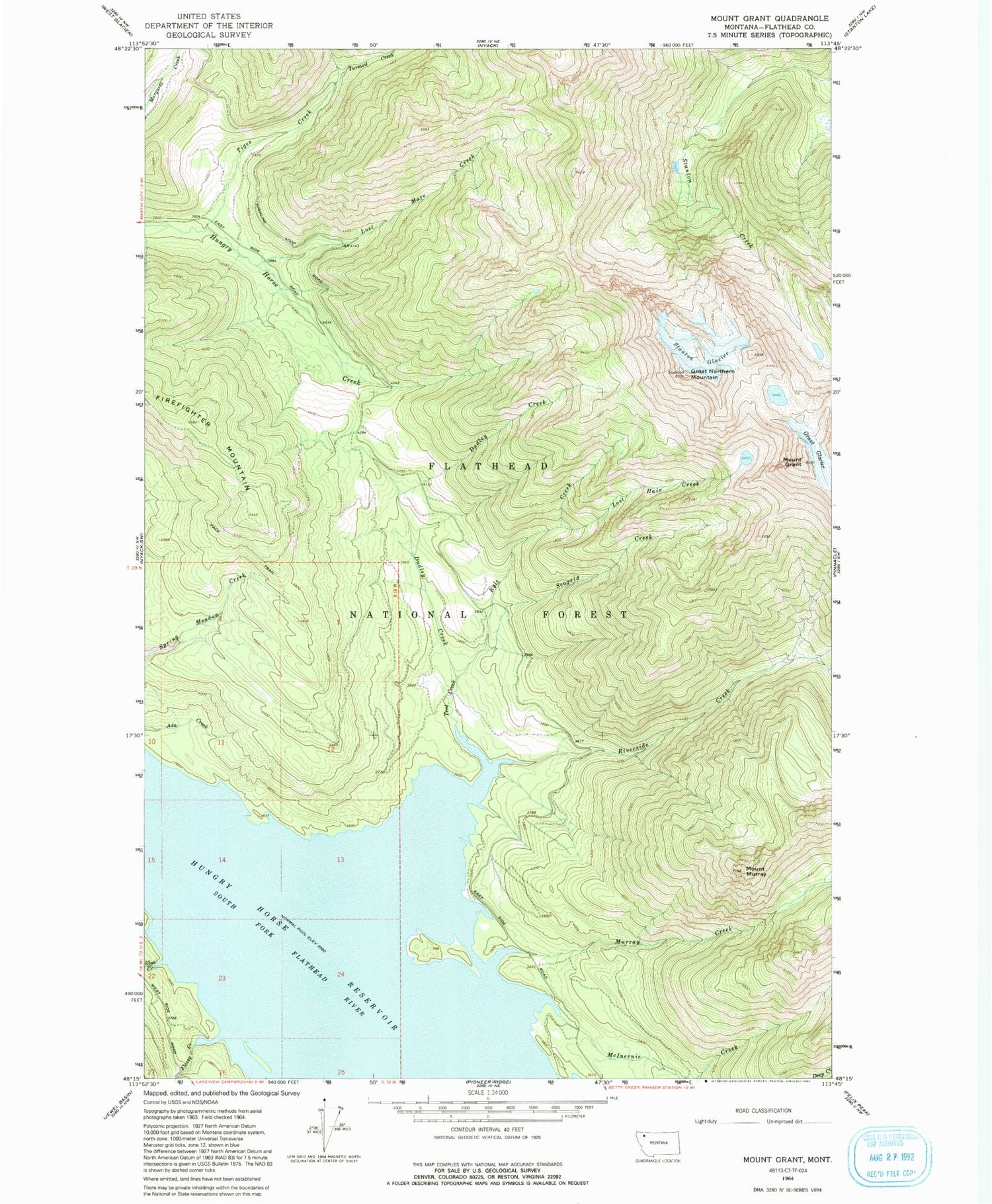 Classic USGS Mount Grant Montana 7.5'x7.5' Topo Map Image