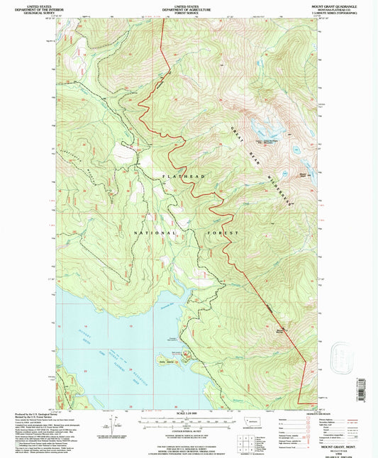 Classic USGS Mount Grant Montana 7.5'x7.5' Topo Map Image