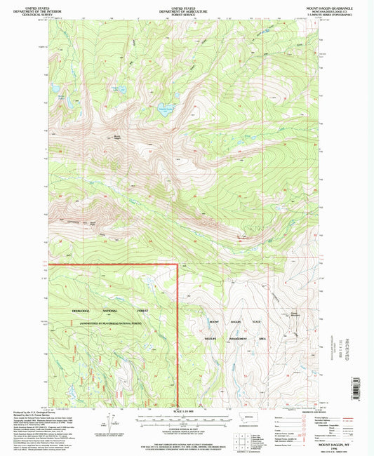 Classic USGS Mount Haggin Montana 7.5'x7.5' Topo Map Image