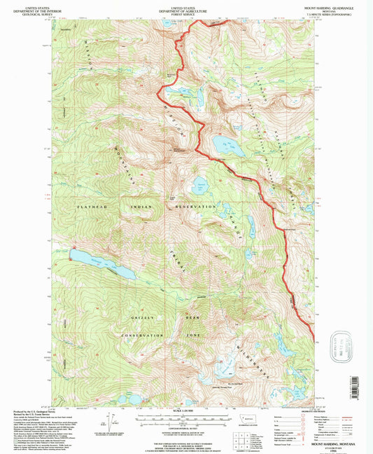 Classic USGS Mount Calowahcan Montana 7.5'x7.5' Topo Map Image