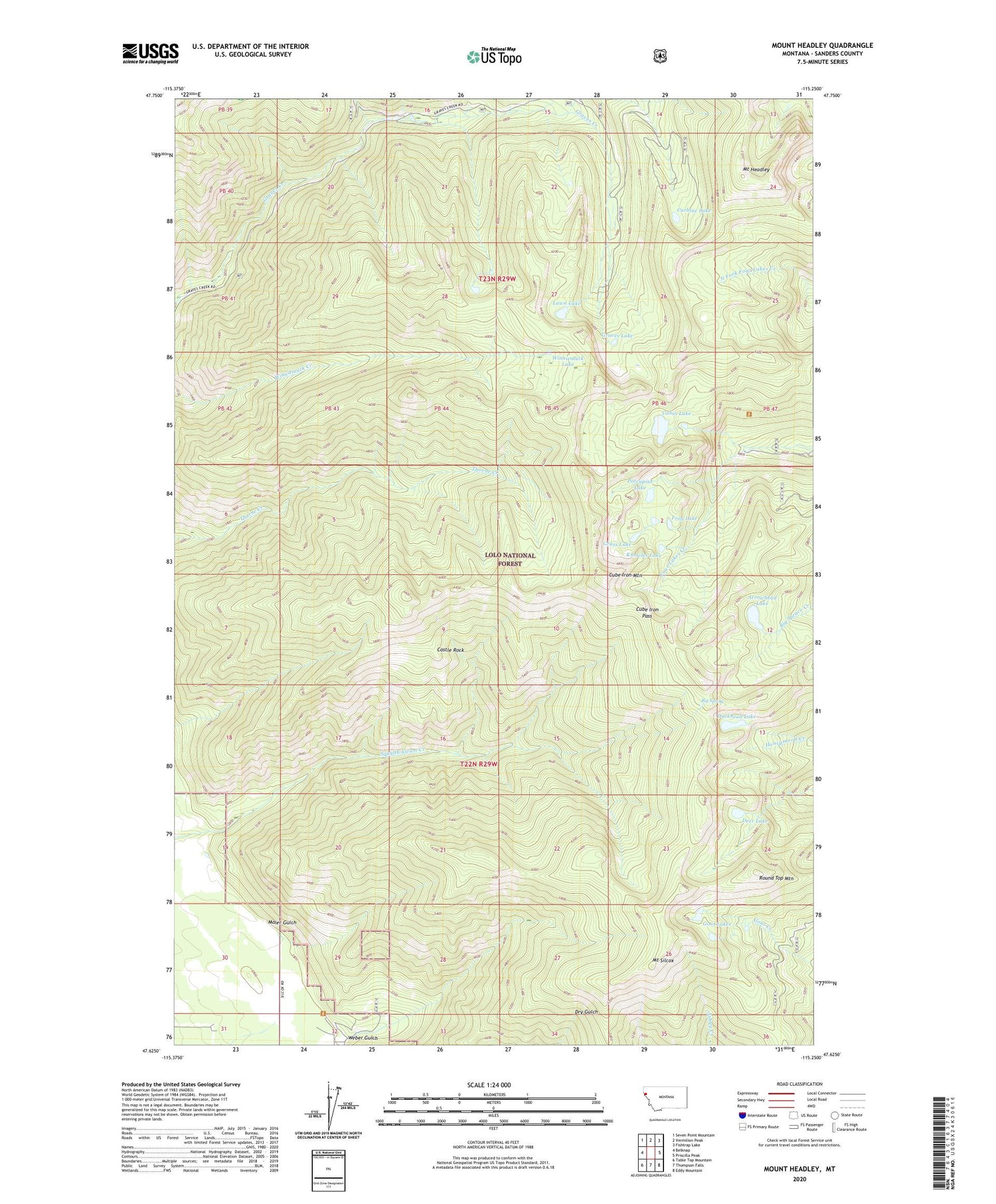 Mount Headley Montana US Topo Map Image