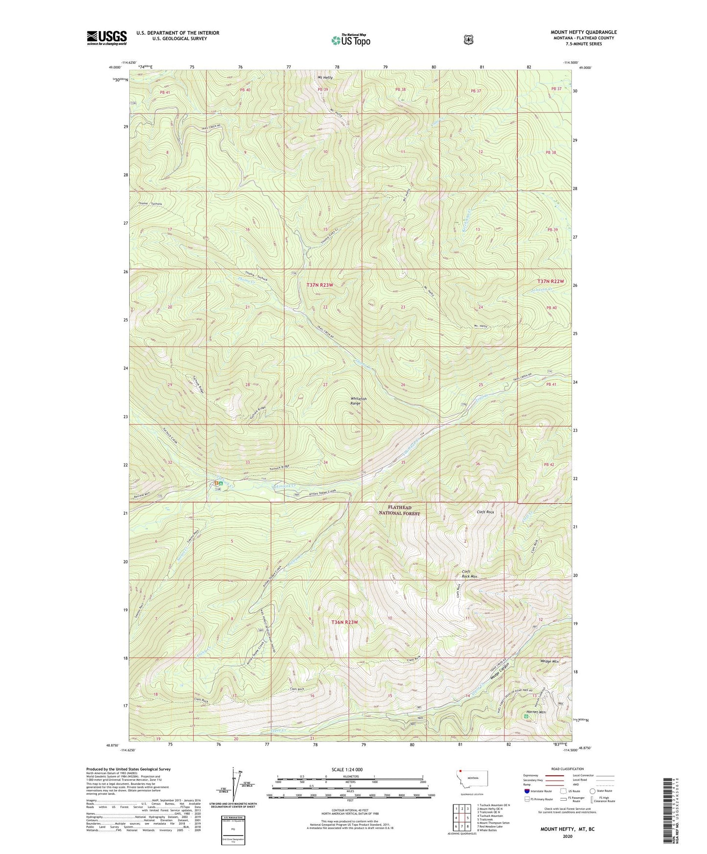 Mount Hefty Montana US Topo Map Image