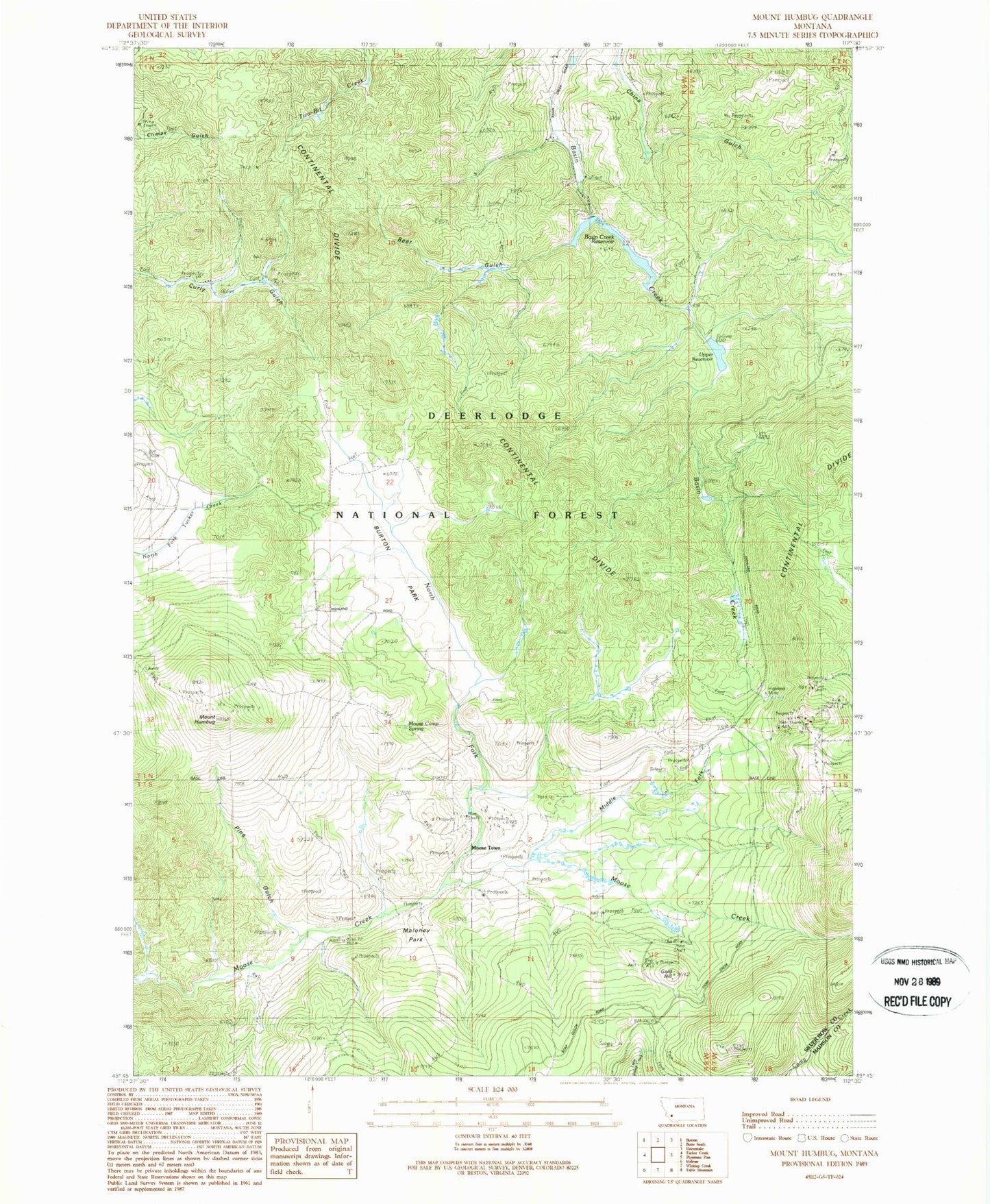 Classic USGS Mount Humbug Montana 7.5'x7.5' Topo Map Image