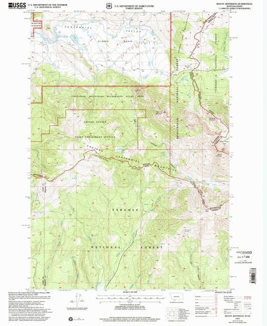 Classic USGS Mount Jefferson Montana 7.5'x7.5' Topo Map Image