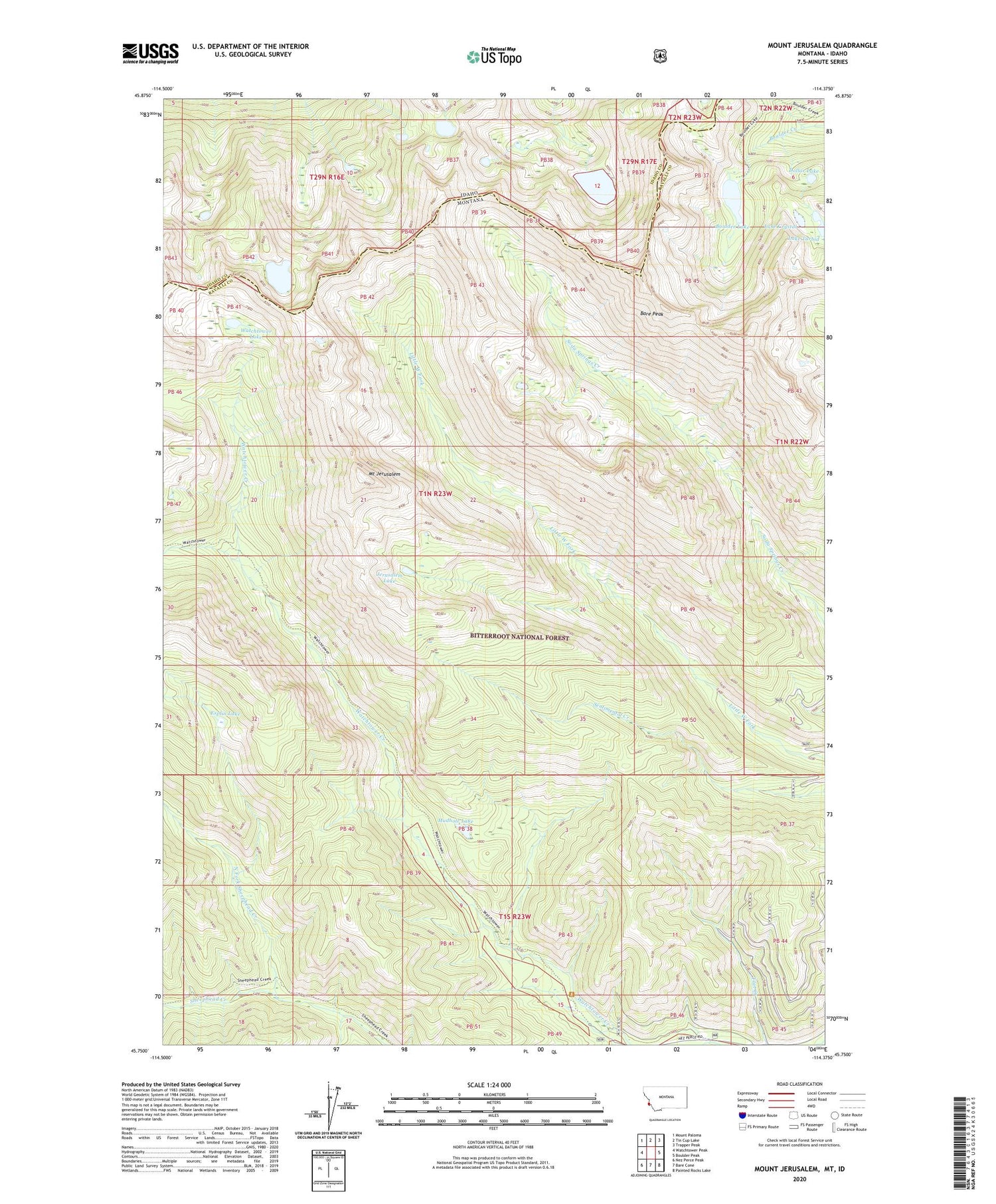 Mount Jerusalem Montana US Topo Map Image