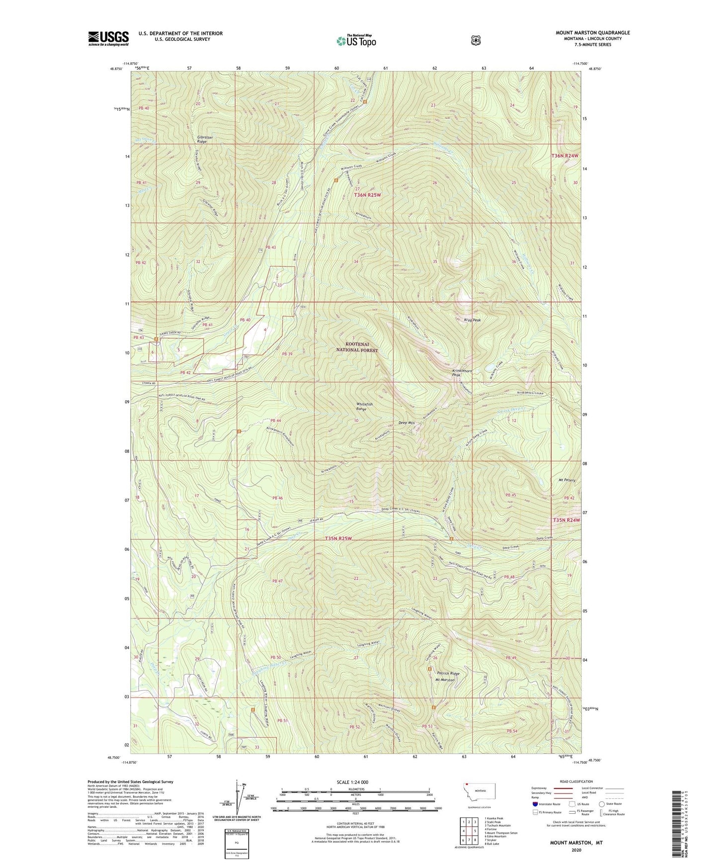 Mount Marston Montana US Topo Map Image
