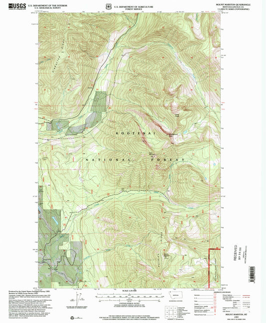 Classic USGS Mount Marston Montana 7.5'x7.5' Topo Map Image