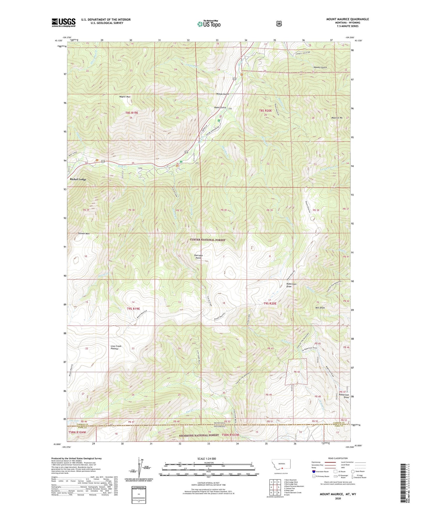 Mount Maurice Montana US Topo Map Image