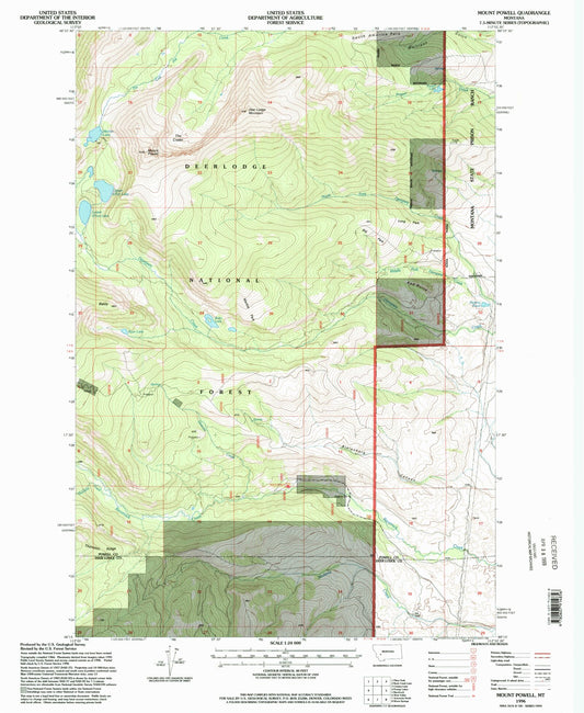 Classic USGS Mount Powell Montana 7.5'x7.5' Topo Map Image