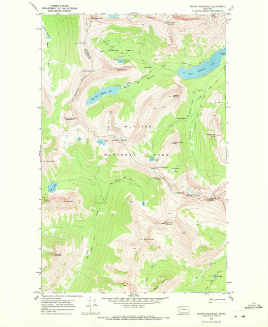 Classic USGS Mount Rockwell Montana 7.5'x7.5' Topo Map Image