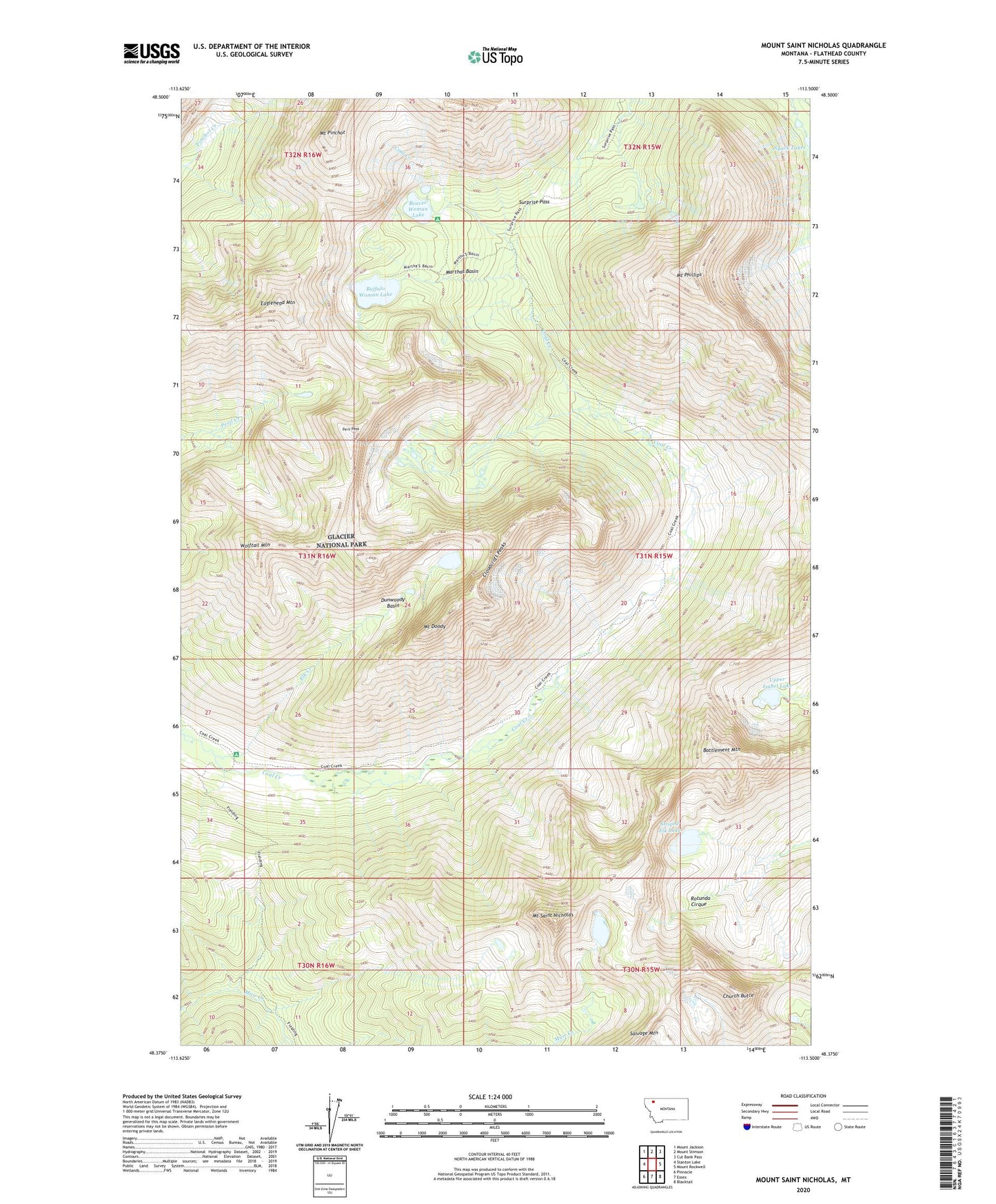 Mount Saint Nicholas Montana US Topo Map Image