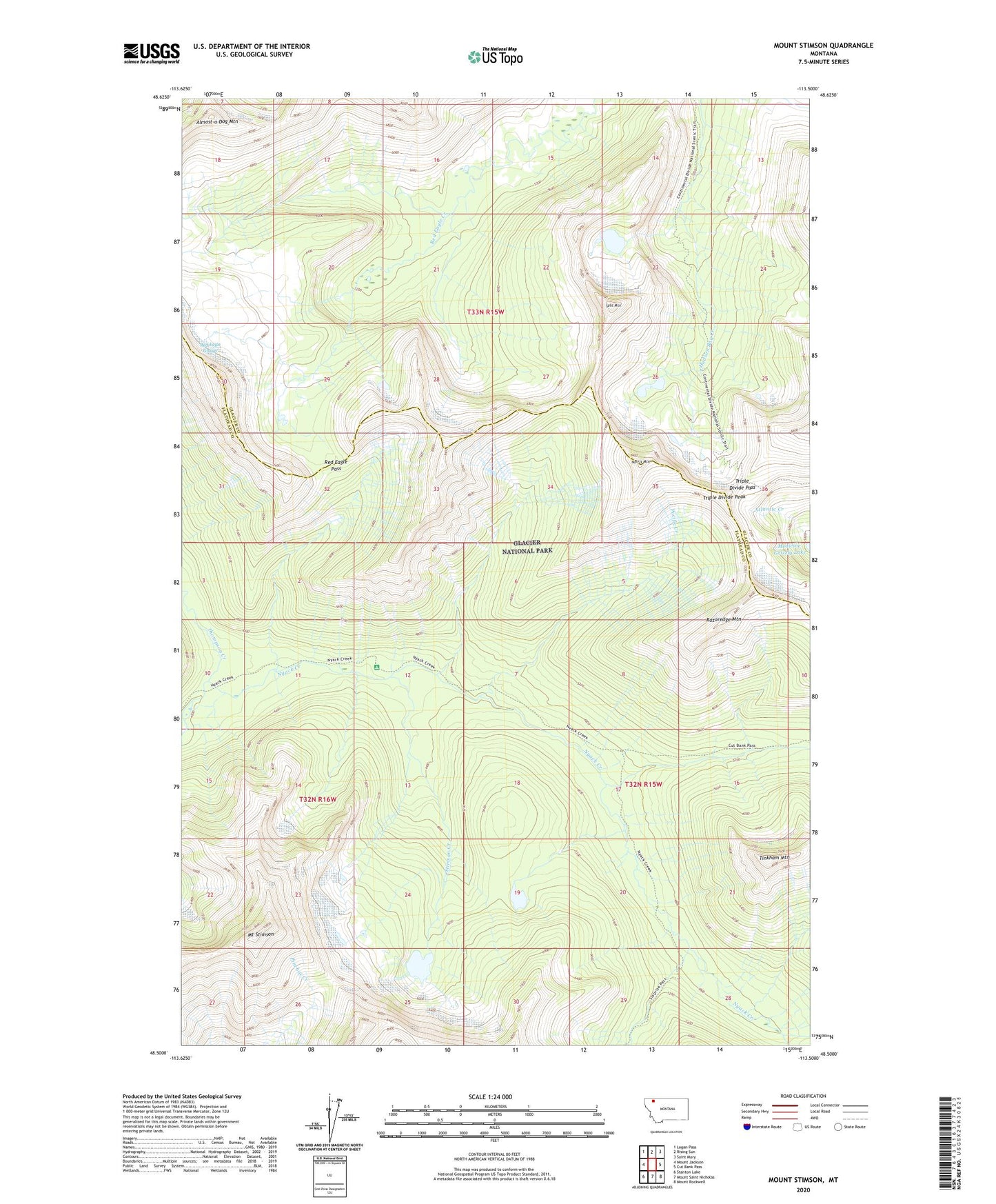 Mount Stimson Montana US Topo Map Image