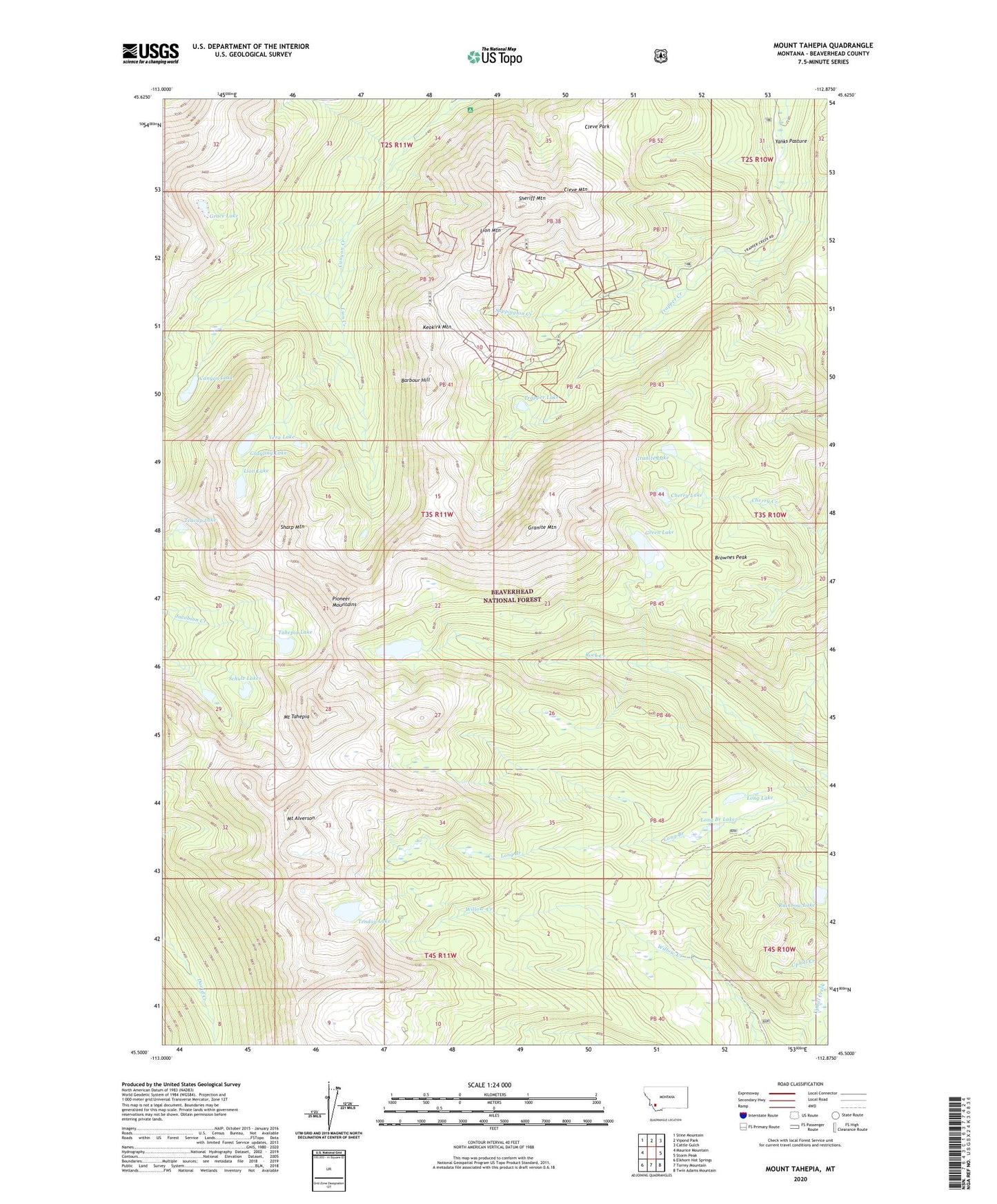 Mount Tahepia Montana US Topo Map Image