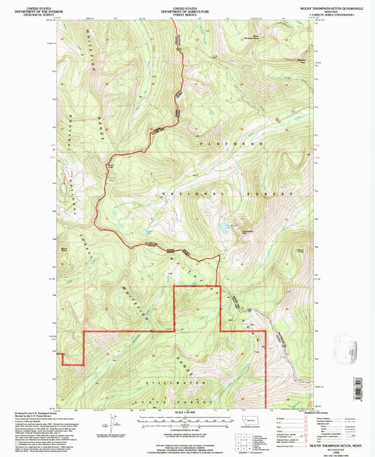 Classic USGS Mount Thompson-Seton Montana 7.5'x7.5' Topo Map Image