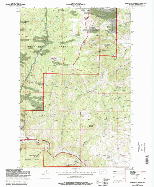 Classic USGS Mount Thompson Montana 7.5'x7.5' Topo Map Image