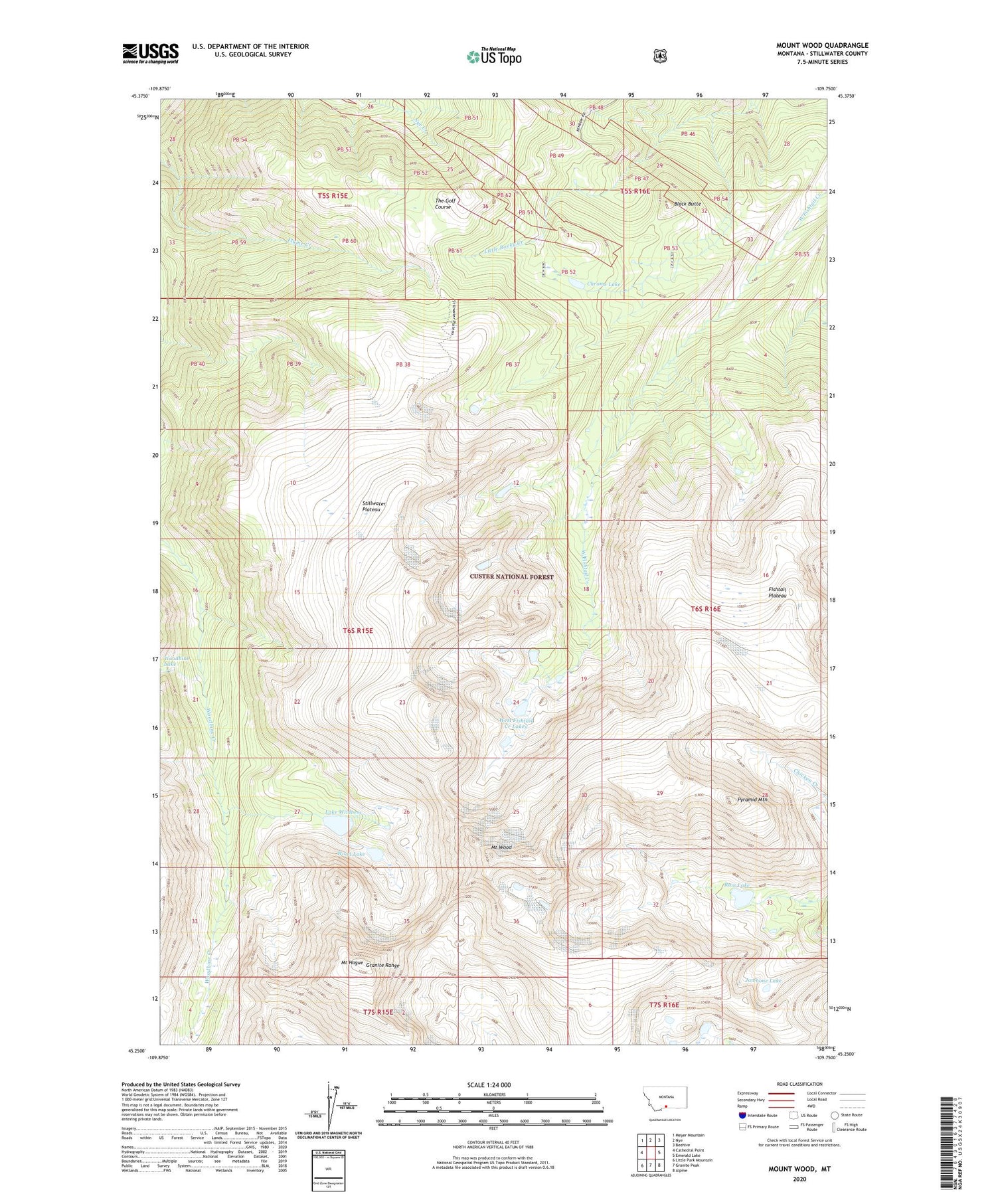 Mount Wood Montana US Topo Map Image