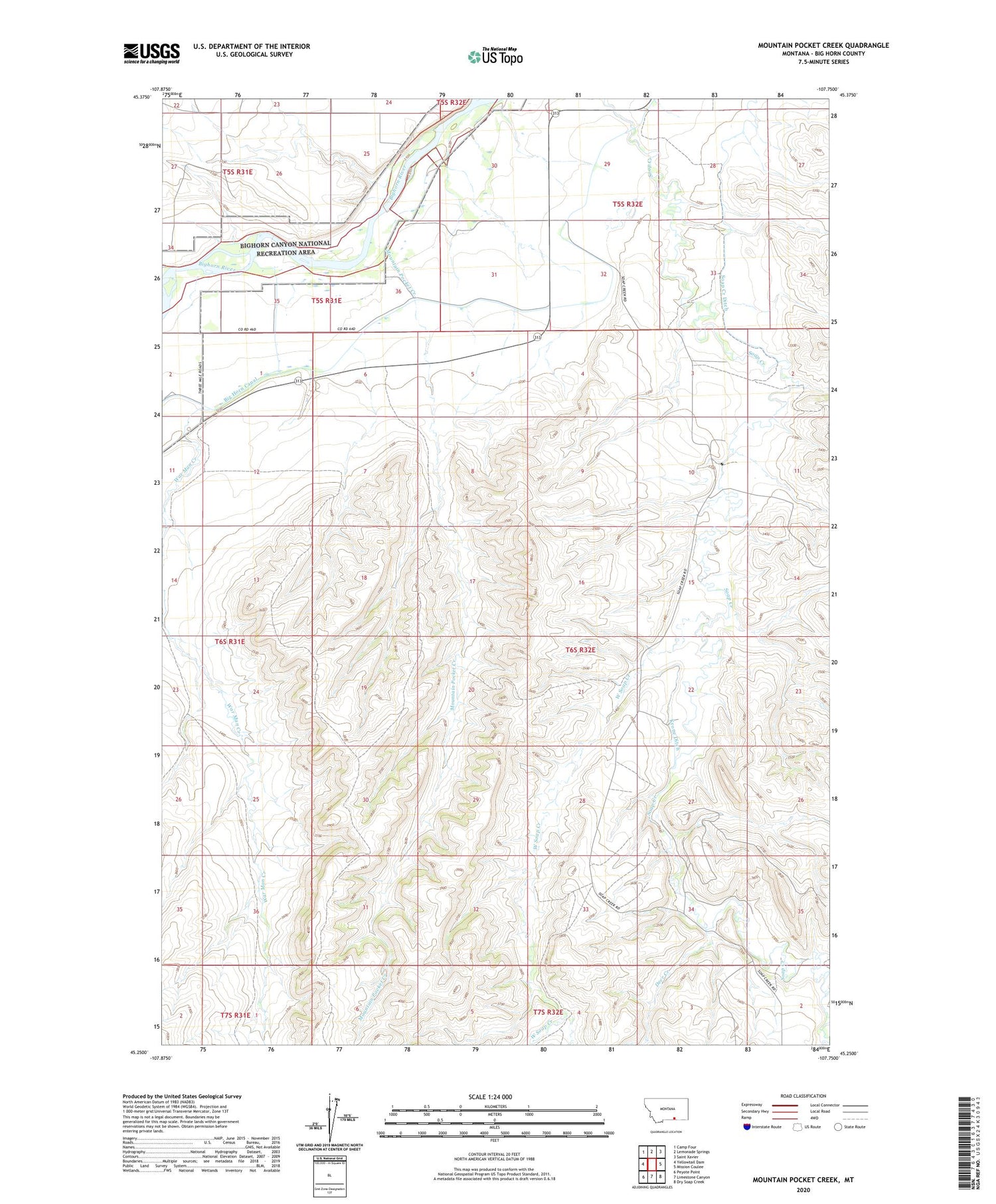 Mountain Pocket Creek Montana US Topo Map Image