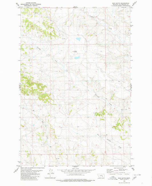 Classic USGS Mud Butte Montana 7.5'x7.5' Topo Map Image